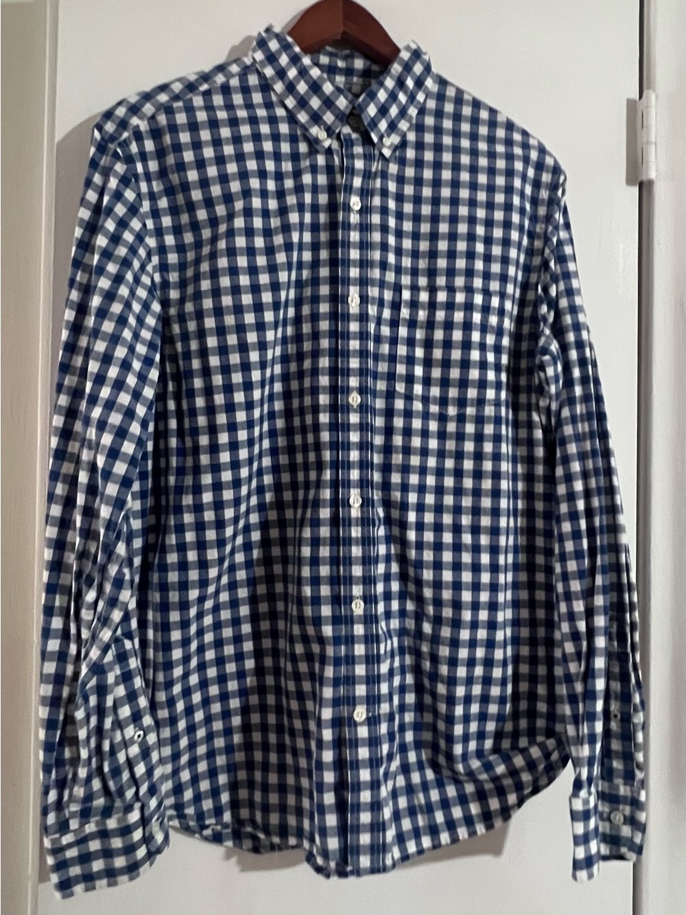 Old Navy Blue and White Check Button-Down Shirt